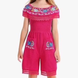 Pink Embroidered Kids Romper